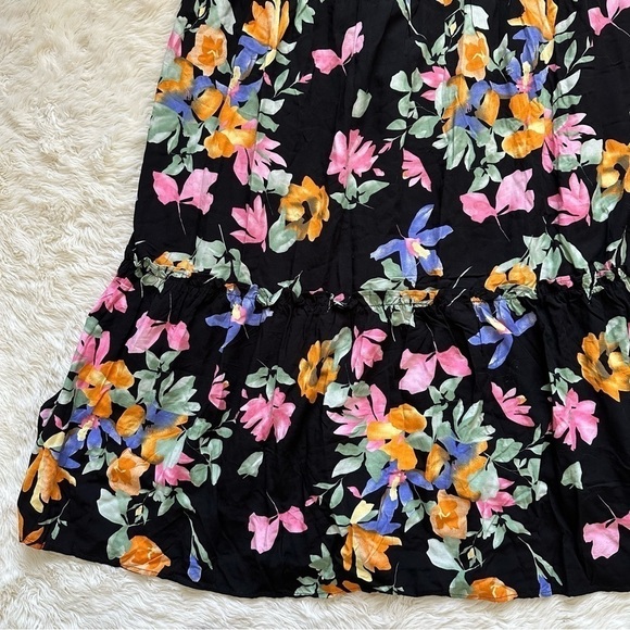 Lulus Dress Beloved Bae Tie-Strap Tiered Maxi Floral Print Black L NWT New - Picture 9 of 13